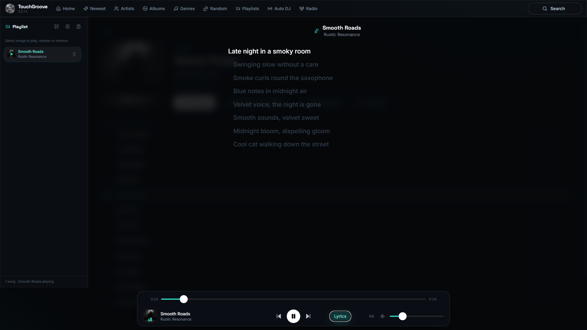 Synced lyrics pane